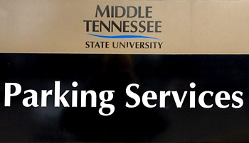 MTSU Parking Services sign